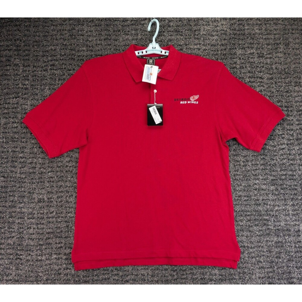 Detroit Red Wings Polo Shirt Mens Large Red Pique Cotton Gear For Sports NHL NWT